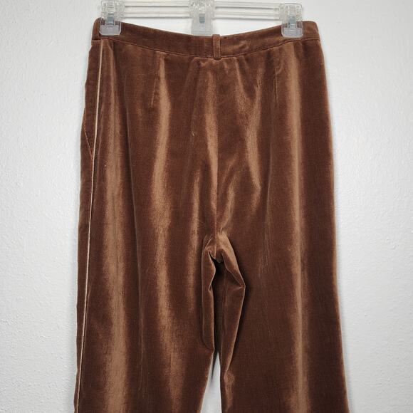 Gianni Versace Velvet Pants High Waist Cinnamon Brown Gold Tuxedo Stripes Vtg 8 - Picture 9 of 12